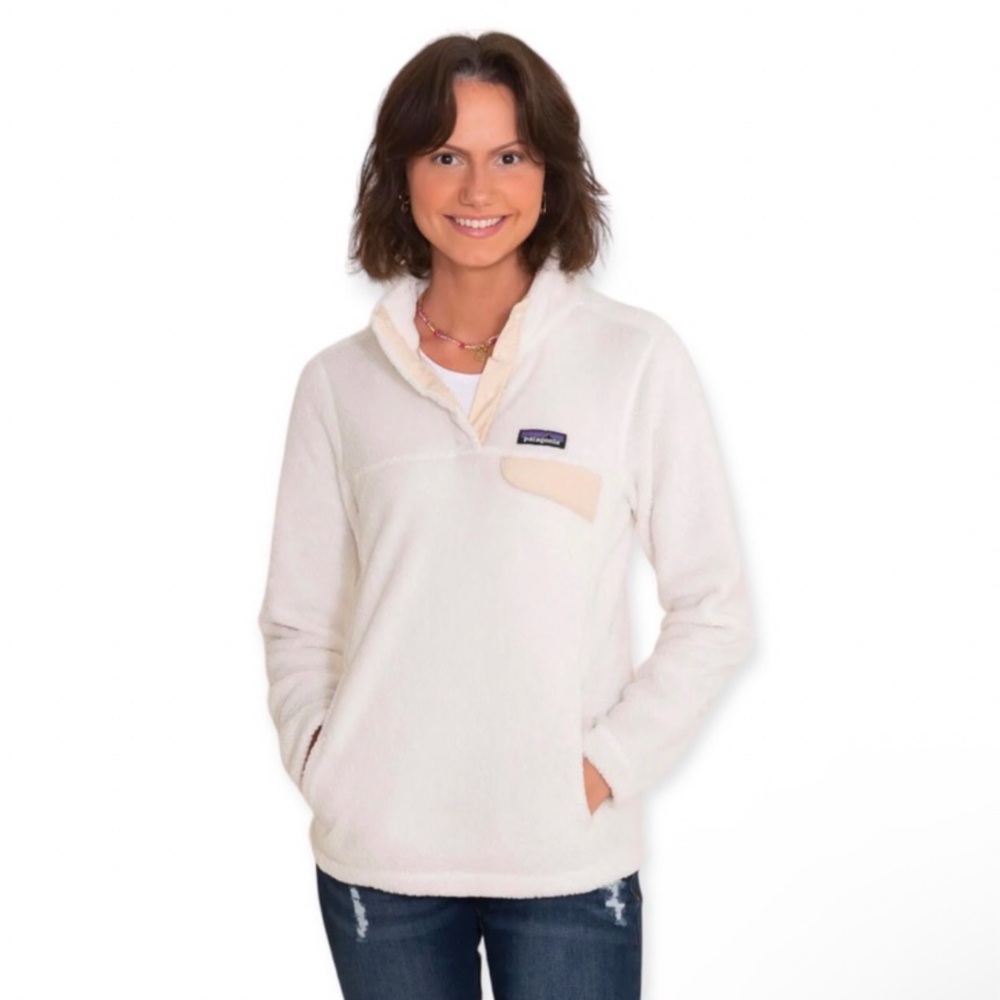Patagonia Re Tool Snap T Fleece Pullover Womens Raw Linen White X Dye Size M